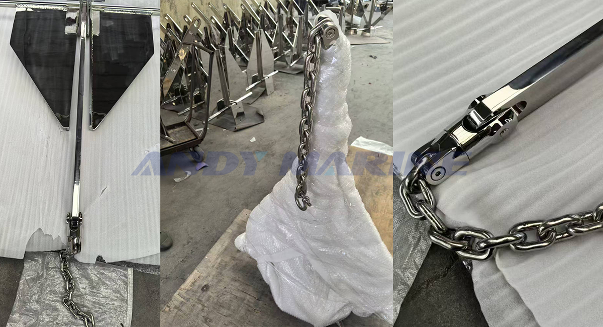 55KG Stainless Steel 316 Danforth Jangkar Kapal Berat Disesuaikan