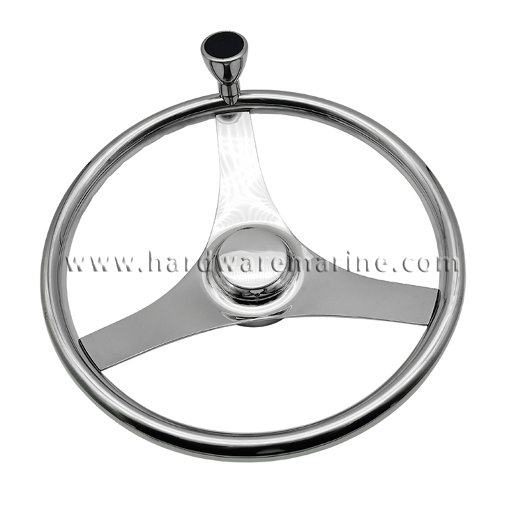 Roda Kemudi 3 Jari-jari Stainless Steel Dengan Kenop