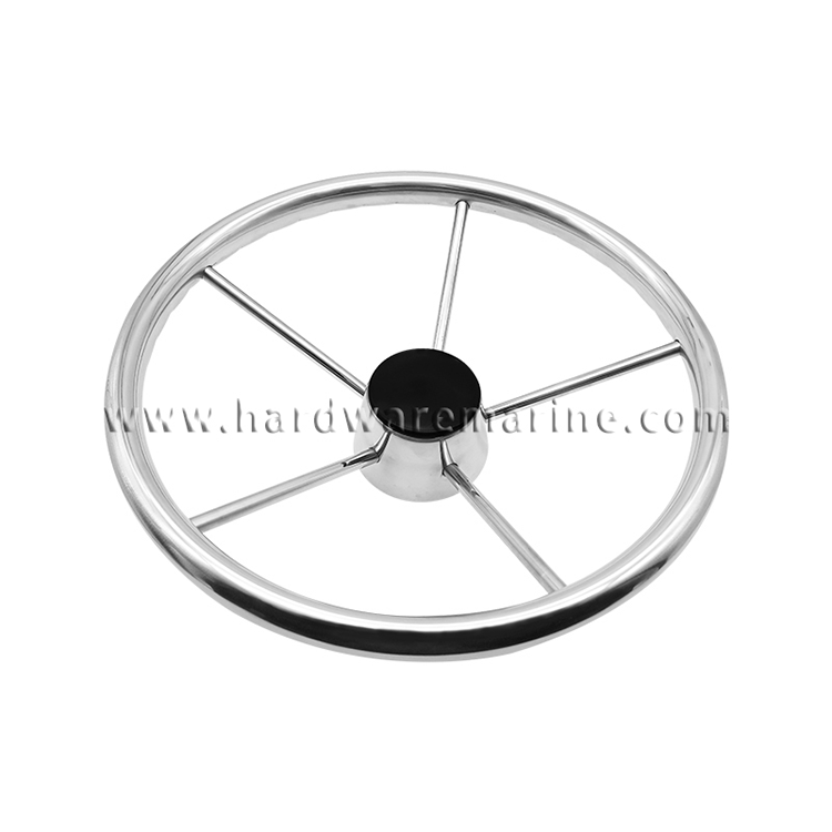 Roda Kemudi 5 Jari-jari Stainless Steel Dengan Kenop