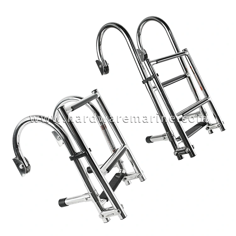 Stainless Steel Marine 2+1/2+2 Langkah Lipat Tangga Papan