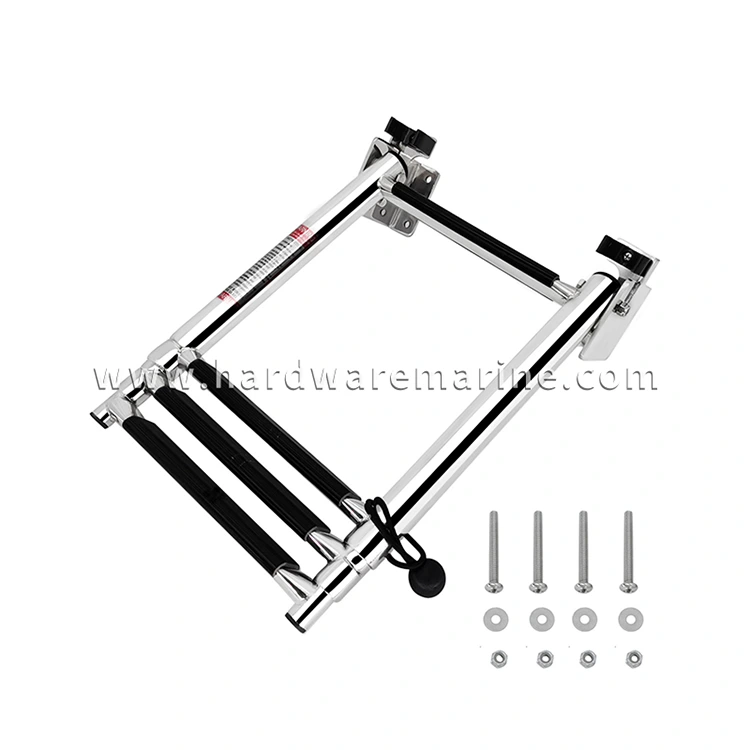 Stainless Steel Marine 4 Step Self-Lock Telescoping Boat Ladder