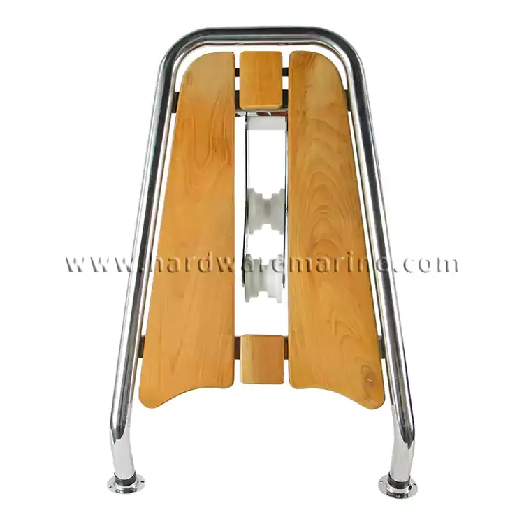 Tangga Lipat Kayu Jati Platform Stainless Steel